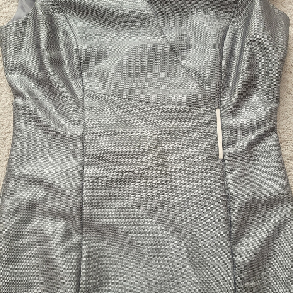*NWT* Marvin Richards Sophisticated Wrap Style Metallic Gray Dress Size 8 - Picture 10 of 14